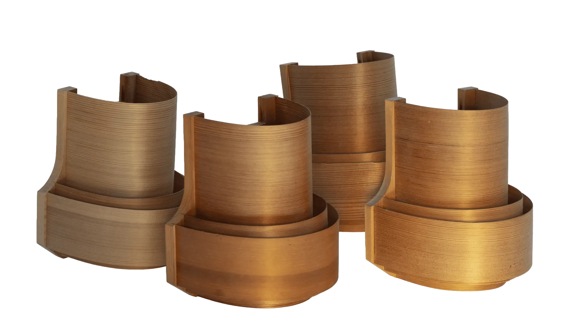 4 Pine veneers wall sconces model 4408 by Translandia - Denmark 1970's