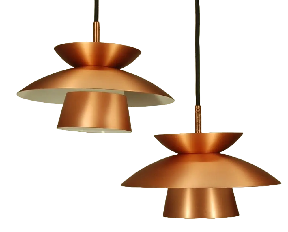 Pair of copper pendant lamps