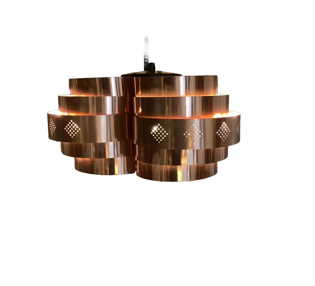 Pair of Werner Schou copper pendant lamps for Coronell