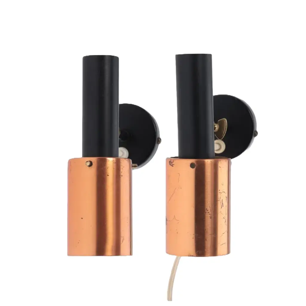Pair of Fog & Mørup copper wall lamps