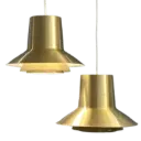 Sven Middelboe Auditori for Nordisk Solar Pair of brass coloured aluminium pendant lamps