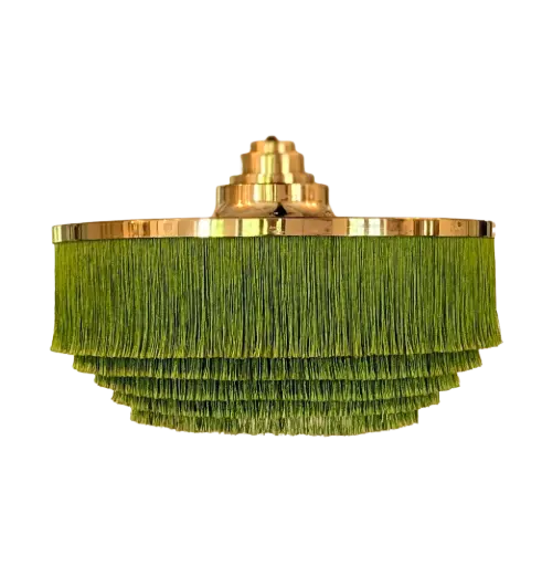 Hans-Agne Jakobsson T-603 messing hanglamp met groene franjes