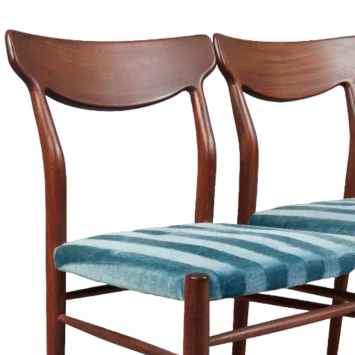 Set of 4 teak dining chairs designed by Gustav Herkrströter for Lübke Modell 603