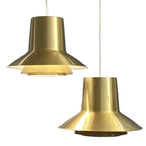 Paire de suspensions Auditorie en aluminium couleur laiton de Svend Middelboe, Nordisk Solar